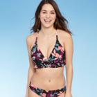 Women's Ruffle Trim Bikini Top - Kona Sol Black Floral D/dd Cup, Women's