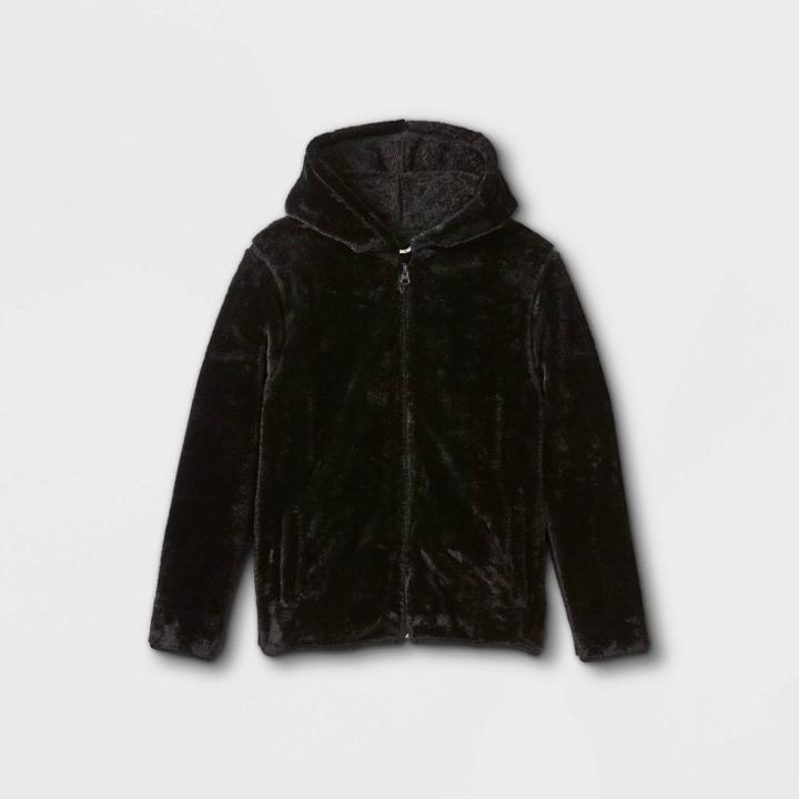 Plusboys' Full Zip Sherpa Hooded Sweatshirt - Cat & Jack Black