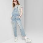 Women's Denim Overall Pants Relaxed Oversized Fit - Wild Fable Light Wash