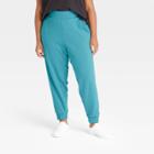 Women's Plus Size Mid-rise French Terry Joggers 28 - All In Motion Turquoise Green
