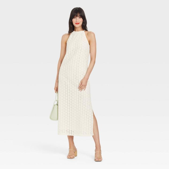 Women's Sleeveless Crochet Dress - A New Day White