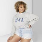 Women's Plus Size Oversized Crewneck Sweatshirt With Usa Graphic - Wild Fable Gray
