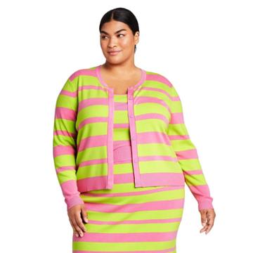 Women's Plus Size Striped Cardigan - Victor Glemaud X Target Pink/green