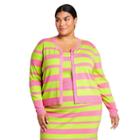 Women's Plus Size Striped Cardigan - Victor Glemaud X Target Pink/green