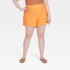 Women's Plus Size High-rise Ribbed Shorts - A New Day Orange