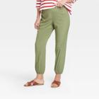 The Nines By Hatch Maternity Relaxed Elastic Waist Pull-on Pants Olive Green