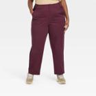 Women's Plus Size Straight Leg Chino Pants - A New Day Burgundy