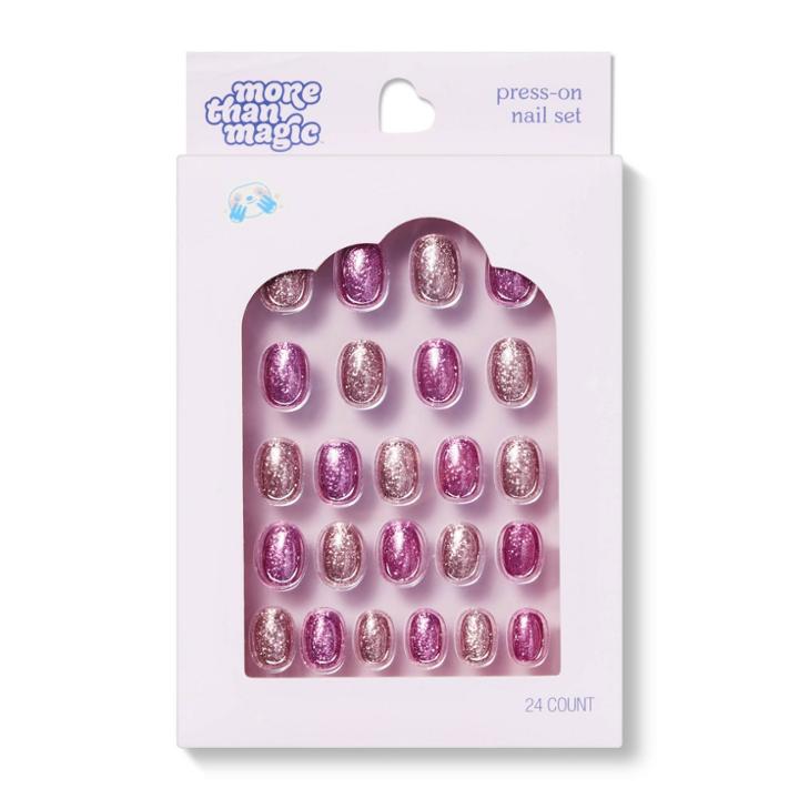 Press-on Nail Glitter Set - 24ct - More Than Magic Gold/pink