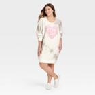 Grayson Threads Women's Plus Size Valentine's Day All We Need Is Love Graphic Sweatshirt Dress - White