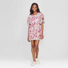 Women's Floral Print Flutter Sleeve Dress - Lily Star (juniors') Gray