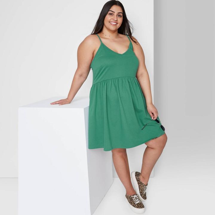 Women's Plus Size Sleeveless French Terry Leisure Dress - Wild Fable Jade
