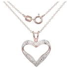 Prime Art & Jewel 18k Rose Gold Plated Sterling Silver 2-tone Diamond Accent Heart Pendant Necklace With 18 Chain, Girl's