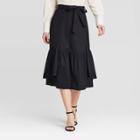 Women's Mid-rise Belted Seamed Midi Skirt - Who What Wear Black