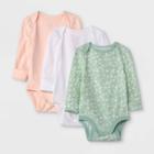 Baby Girls' 3pk Adjustable Long Sleeve Bodysuit - Cloud Island Pink
