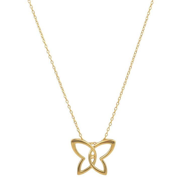 Journee Collection 1/10 Ct. T.w. Round-cut Diamond Pave-set Butterfly Necklace In Sterling Silver - Gold, Girl's