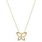 Journee Collection 1/10 Ct. T.w. Round-cut Diamond Pave-set Butterfly Necklace In Sterling Silver - Gold, Girl's