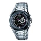 Casio Men's Black Face Ana-digi Watch - Silver (9.5) - Efa119bk-1av