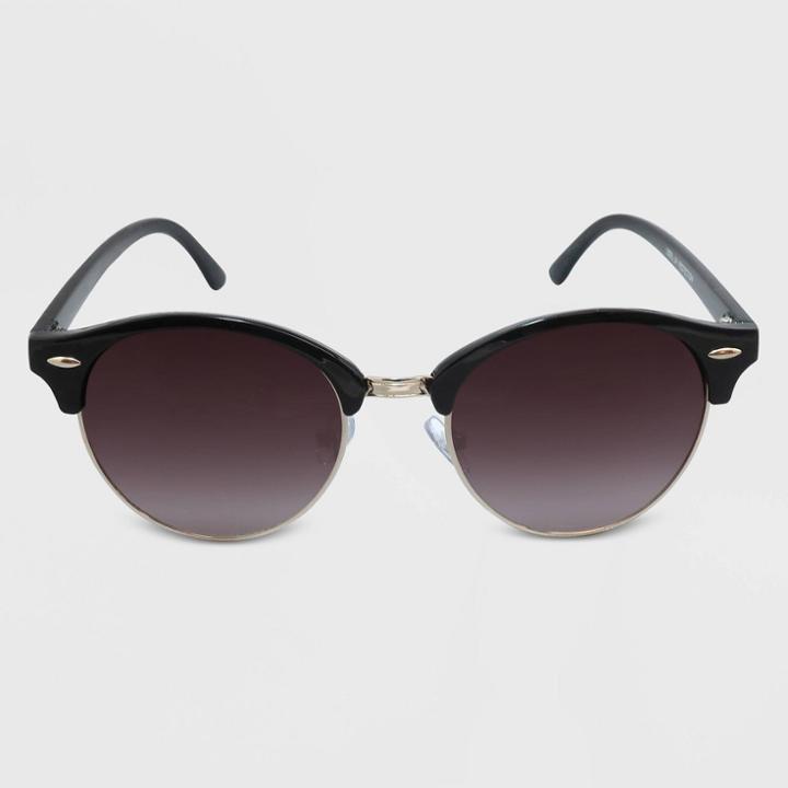 Women's Round Plastic Metal Combo Sunglasses - A New Day Black, Women's, Size: Small, Black/grey