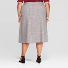 Women's Plus Size Plaid Button Front Skirt - Ava & Viv Blue