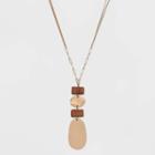 Semi-precious Dyed Pink Moonstone With Wavy Metal Pendant Necklace - Universal Thread Pink