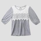 Lots Of Love By Speechless Girls' Knit Dress With Crochet Overlay - Gray