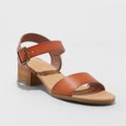 Women's Courtney Double Strap Mid-block Heeled Pumps - Universal Thread Cognac (red)