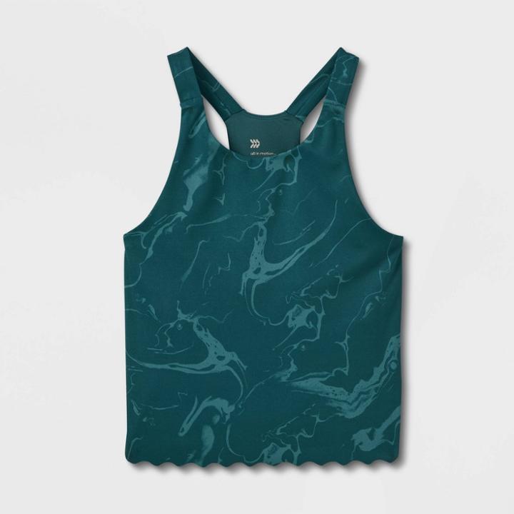 Girls' Printed Crop Tank Top - All In Motion Teal Green