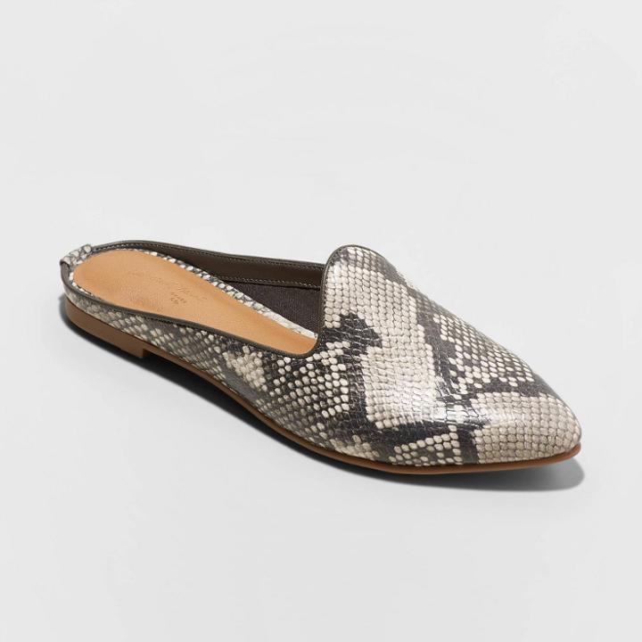 Women's Violet Faux Leather Snake Print Spot Mules - Universal Thread Gray