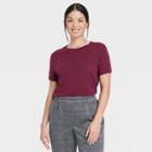 Women's Short Sleeve Casual Fit T-shirt - A New Day Burgundy