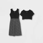 Polka Dot Short Sleeve Nursing Knit To Woven A-line Maternity Dress - Isabel Maternity By Ingrid & Isabel Black/white