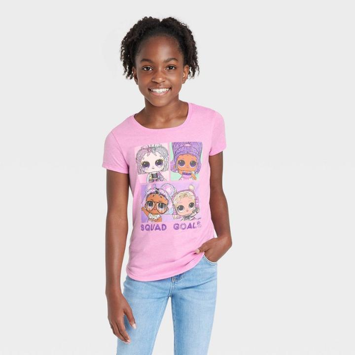L.o.l. Surprise! Girls' Lol Surprise Squad Goals Short Sleeve Graphic T-shirt - Pink