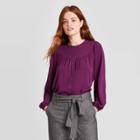 Women's Long Sleeve Everyday Blouse - A New Day Purple