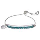 Distributed By Target Women's Adjustable Bracelet With Blue Swarovski Crystal In Silver Plate - Blue/gray