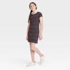 Girls' Notch Neck Dress - Art Class Black Floral