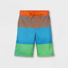 Boys' Striped Swim Trunks - Cat & Jack Xs, Blue/green/orange