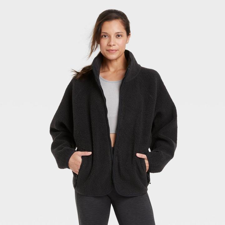 Women's Sherpa Cropped Jacket - All In Motion Black