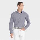 Men's Gingham Checked Slim Fit Performance Dress Long Sleeve Button-down Shirt - Goodfellow & Co Navy/gingham Checked S, Blue/gingham Checked
