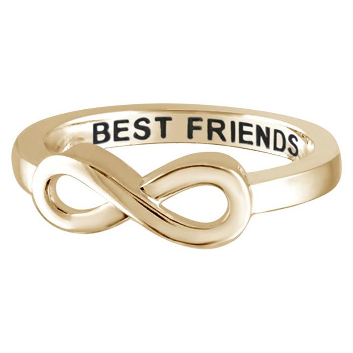 Distributed By Target Women's Sterling Silver Elegantly Engraved Infinity Ring With Best Friends - Yellow