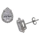 Distributed By Target Women's Stud Earrings With Pear-cut Clear Cubic Zirconia In Sterling Silver - Clear/gray