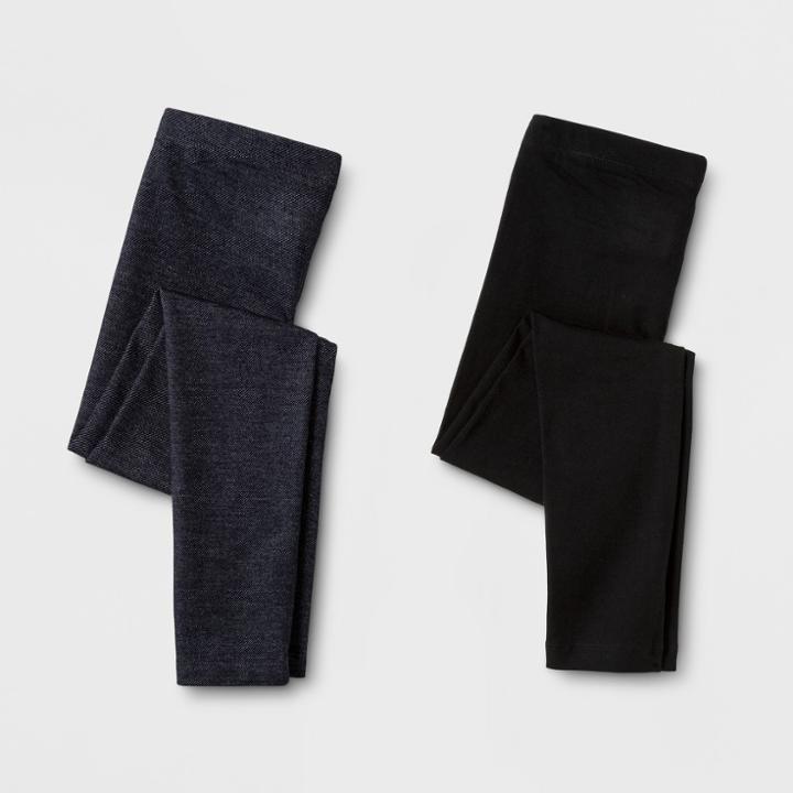 Girls' 2pk Jeggings - Cat & Jack Black & Faux Denim