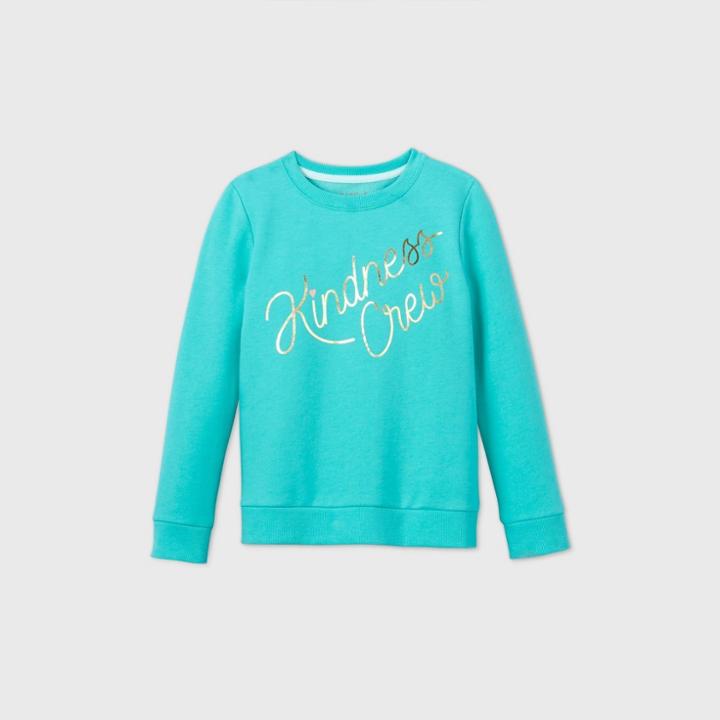 Girls' Printed Pullover Sweatshirt - Cat & Jack Green