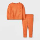 Baby Long Sleeve Waffle Top & Bottom Set - Cat & Jack Dark Orange Newborn