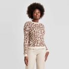 Women's Leopard Print Crewneck Pullover Sweater - A New Day Brown