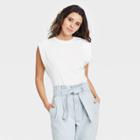 Women's Exaggerated Shoulder Tank Top - A New Day White