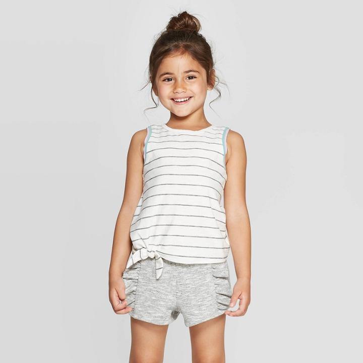 Toddler Girls' Striped Tank Top - Art Class White/black