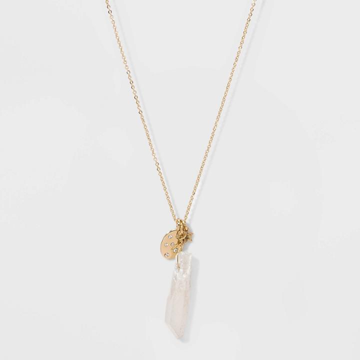 No Brand Petitesemi-precious Stone Short Necklace - Gold, Women's