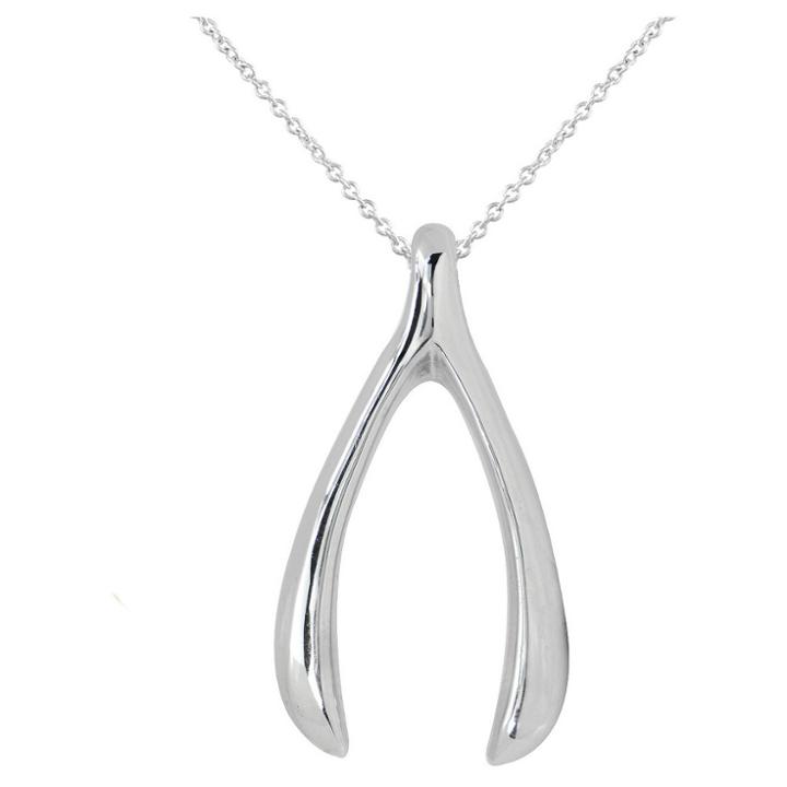 Target Women's Silver Plated Wishbone Pendnat-white-18