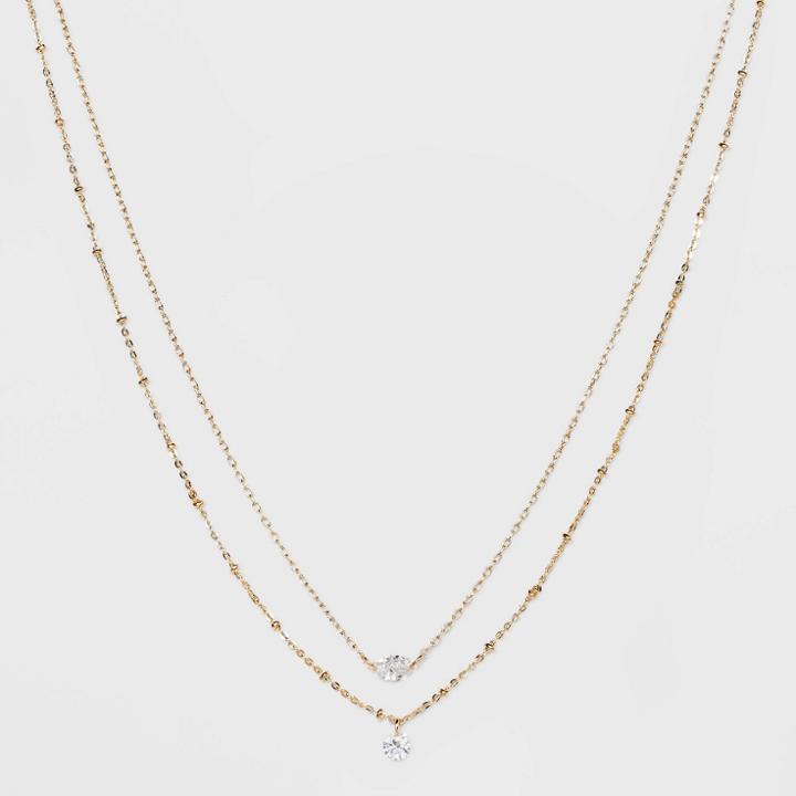Cubic Zirconia Multi-strand Chain Necklace - A New Day Gold