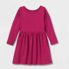 Toddler Girls' Solid Knit Long Sleeve Dress - Cat & Jack Pink