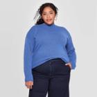 Women's Plus Size Long Sleeve Turtleneck Pullover Sweater - Ava & Viv Blue 4x, Women's,